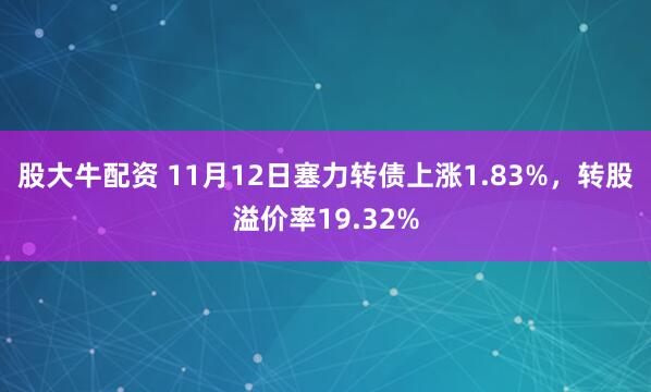 股大牛配资 11月12日塞力转债上涨1.83%，转股溢价率19.32%
