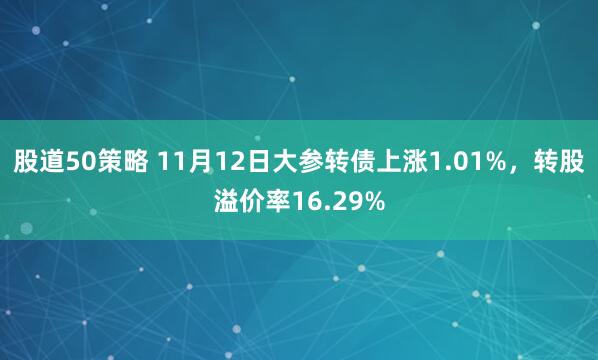 股道50策略 11月12日大参转债上涨1.01%，转股溢价率16.29%